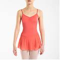 body danza classica bambina con gonnellino 150 corallo