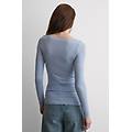 maglia manica lunga ultralight con cashmere e scollo a barchetta donna azzurro taglia m