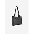 shopping bag in similpelle con logo applicato nero donna unica