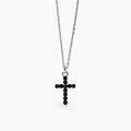gioielli collana uomo in argento con ciondolo croce e zirconi neri mystical