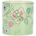 vaso in stoneware farfalle e fiori verde