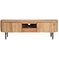 mobile tv con vani contenitori in legno massello e metallo nero l160 cm napoli