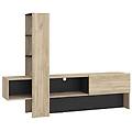 milani home porta tv moderno colore rovere con un'anta di design moderno industrial cm 185 5 x 36 5