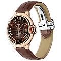 smartwatch 5. 0 con microfono e cinturino in pelle chiusura pieghevole marrone