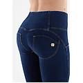 jeggings push up wr. up superskinny vita alta con bottoni dark jeans-yellow seam donna extra small
