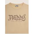 t-shirt con stampa " feel the flow" e borchie bleached sand donna medium