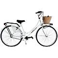 bicicletta donna da passeggio 26 bici città vintage con cestino in vimini bianca