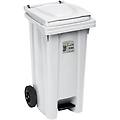 bidone spazzatura carrellato con pedale 120 l bianco