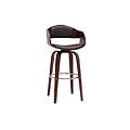 sgabello da bar design girevole nero e legno scuro h67. 5 gao