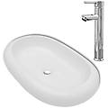 - lavello bagno con miscelatore in ceramica ovale bianco