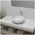 - lavello bagno con miscelatore in ceramica rotondo bianco