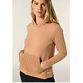 felpa con collo alto a coste e inserti tricot a trecce nero donna extra large