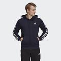 adidas. felpa con cappuccio essentials french terry 3-stripes full-zip felpe ritiro gratis