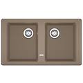 lavello integrato 2 vasche boston l 86 x l 50 cm marrone