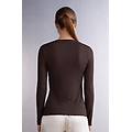 maglia scollo a v in modal ultralight con cashmere donna marrone taglia l