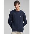 pullover in cotone con lavorazione a trecce