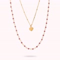 collana rosario lunga golden con ciondolo cuore e pietre naturali di quarzite