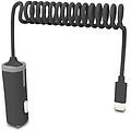 caricabatteria da auto con cavo lightning riccio mfi 2. 4a 1. 8m nero