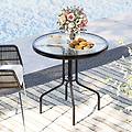 tavolo da pranzo da patio 70 cm con piano in vetro temperato tavolo da bistro rotondo con struttura