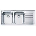 lavello 2 vasche (116 4x51 4cm) nex 221 dx neptune inox spazzolato 127 0059 718