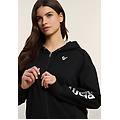 felpa con zip e cappuccio con logo perlato sulla manica nero donna extra large