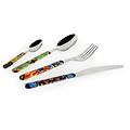 new delhi set 24 posate acciaio inox manico in plastica