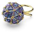 anello cocktail curiosa taglio triangolo blu placcato color oro 58