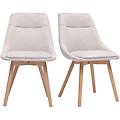 sedie in tessuto effetto velluto testurizzato beige e legno chiaro (set di 2) aless