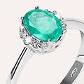 anello solitario elizabeth crown oro bianco smeraldo diamante collezione elizabeth crown misura 54