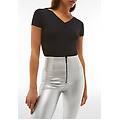 pantaloni wr. up vita altissima in similpelle metallizzata argento/r-nickel donna extra large