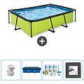 - piscina fuori terra rettangolo 300x200x65 cm groen include accessori coordinati cb3