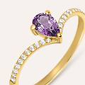 anello solitario am&eacute;lie oro giallo ametista cubic zirconia collezione am&eacute;lie misura 56