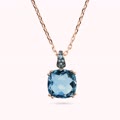 collana catena rolo con prisma gem quadrata e pav&eacute;
