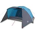 - tenda da campeggio con portico per 4 persone blu impermeabile