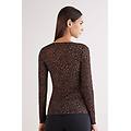 maglia manica lunga modal ultralight con cashmere stampa animalier leopard donna stampa taglia s