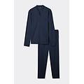 pigiama lungo aperto davanti in cotone premium mercerizzato uomo blu taglia xxl