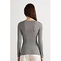 maglia manica lunga ultralight con cashmere e scollo a barchetta donna grigio taglia l