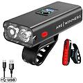 luce anteriore per bicicletta led 1200 lumen + luce posteriore usb