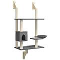 - albero per gatti con tiragraffi a parete grigio scuro 153 cm