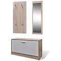 - scarpiera in legno set 3 in 1 rovere e bianco