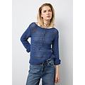 - maglia in misto cotone blu regular fit con motivo mesh donna blu bluette taglia xs