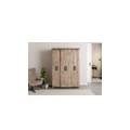 armadio in legno di mango 140x65x200 laccato beige railway #369