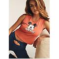 canotta cropped slim fit con stampa mickey mouse coral donna medium