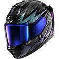 casco d-skwal 3 blast-r nero / verde / glitter nero blu viola l
