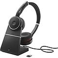 evolve 75 auricolare con cavo e senza cavo a padiglione musica e chiamate bluetooth base di ricarica