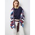 - cardigan in puro cotone multicolor oversize fit con collo a scialle donna bianco/blu/rosso taglia