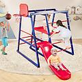 7-in-1 parco giochi con scivolo e rete scala rampicante e scala di corda giochi arrampicata in legno