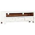- mobile porta tv bianco 120x30x40 cm in legno massello di acacia