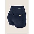 jeggings n. o. w. skinny a vita alta super short denim indigo+beige seams donna small
