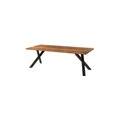 tavolo da pranzo in legno di acacia e resina epossidica nera 160x90x76 laccato natur / gambe a x